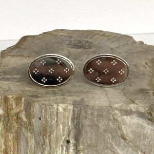 Swank Sterling Silver 925 Unisex Oval Diamond Cut Cuff Links